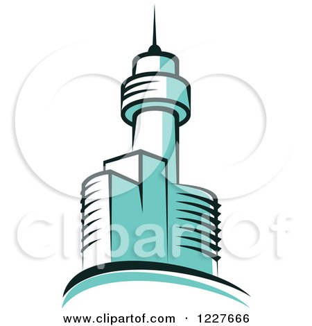 Clipart of a Turquoise Skyscraper - Royalty Free Vector Illustration by Vector Tradition SM