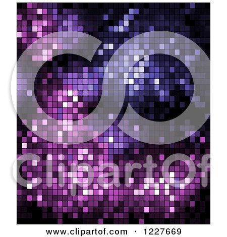 Clipart of a Gradient Purple Mosaic Pixel Diso Background - Royalty Free Vector Illustration by Vector Tradition SM