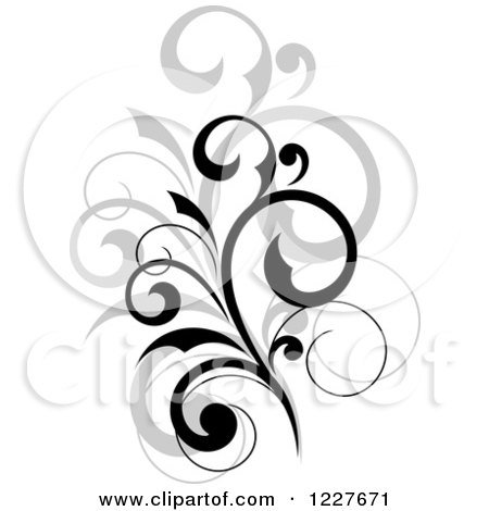 Clipart of a Black Flourish with a Shadow - Royalty Free Vector Illustration by Vector Tradition SM