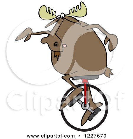 Clipart of a Moose on a Unicycle - Royalty Free Vector Illustration by djart