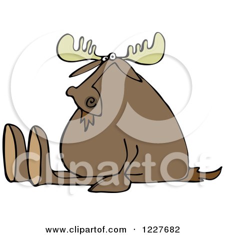 Clipart of a Moose Sitting with His Legs out - Royalty Free Vector Illustration by djart