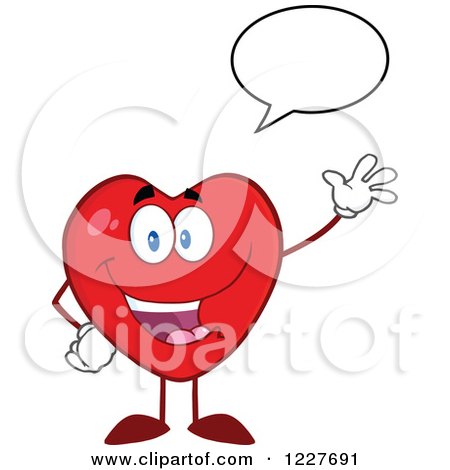 Clipart of a Talking Heart Character Waving - Royalty Free Vector Illustration by Hit Toon