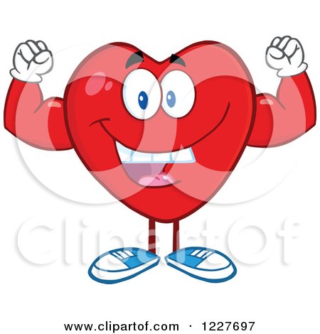 Clipart of a Heart Character Flexing - Royalty Free Vector Illustration by Hit Toon