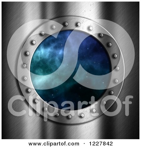 Clipart of a 3d Porthole Window with a View of Outer Space - Royalty Free Illustration by KJ Pargeter