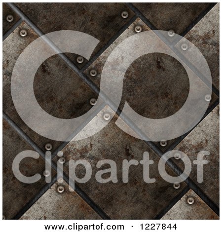 Clipart of a 3d Rusted Metal Tile Background - Royalty Free Illustration by KJ Pargeter