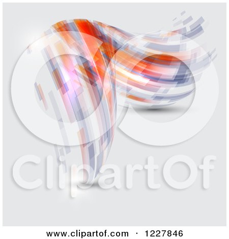 Clipart of a Background of an Abstract Virtual Swirl on Gray - Royalty Free Vector Illustration by KJ Pargeter