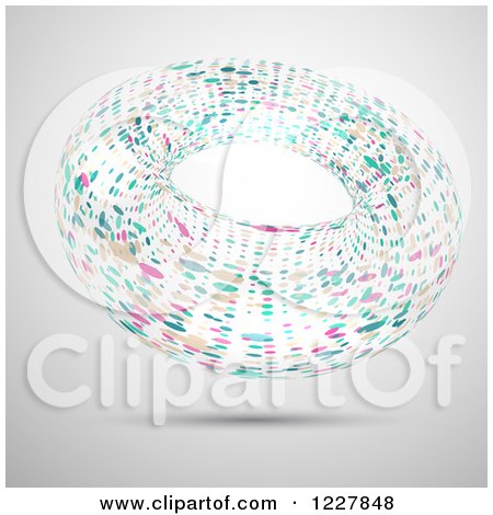 Clipart of a Floating Abstract Colorful Ring over Gray - Royalty Free Vector Illustration by KJ Pargeter