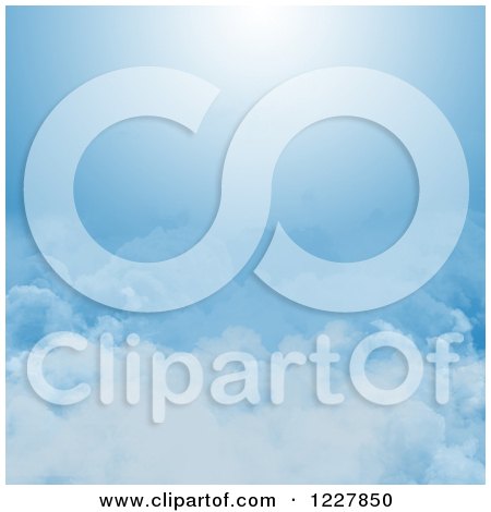 Clipart of a Background of Clouds in a Sunny Blue Sky - Royalty Free Illustration by KJ Pargeter