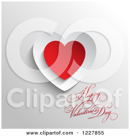 Clipart of a Happy Valentines Day Greeting with Red and White Paper Hearts - Royalty Free Vector Illustration by KJ Pargeter