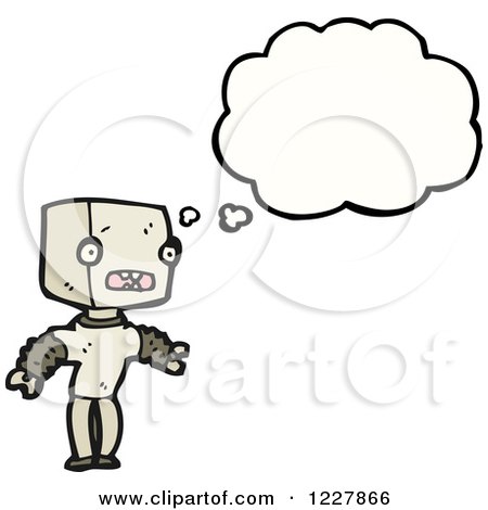 Clipart of a Thinking Robot - Royalty Free Vector Illustration by lineartestpilot