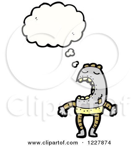 Clipart of a Thinking Robot - Royalty Free Vector Illustration by lineartestpilot
