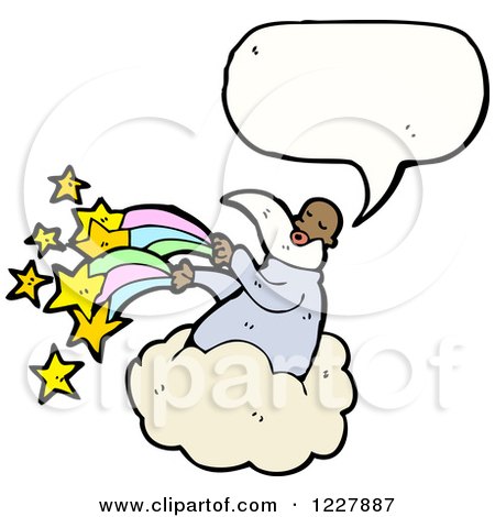 Clipart of a Talking Wizard on a Cloud - Royalty Free Vector Illustration by lineartestpilot