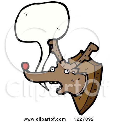Clipart of a Talking Mounted Reindeer Head - Royalty Free Vector Illustration by lineartestpilot