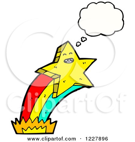 Clipart of a Thinking Shooting Star - Royalty Free Vector Illustration by lineartestpilot