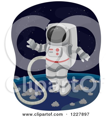 Clipart of an Astronaut Performing a Space Walk - Royalty Free Vector Illustration by BNP Design Studio