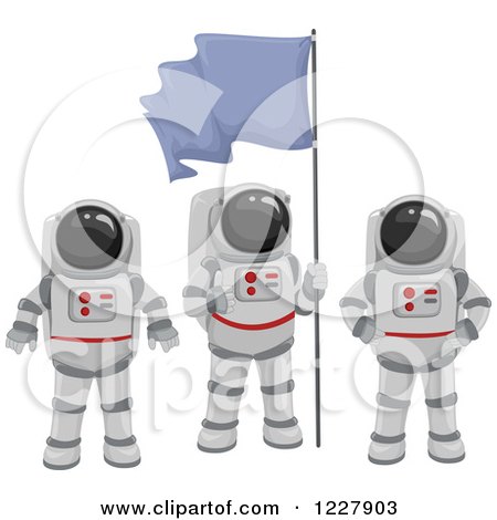 Clipart of an Astronaut Team with a Flag - Royalty Free Vector Illustration by BNP Design Studio