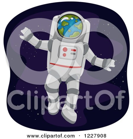 Clipart of an Astronaut Floating in Outer Space - Royalty Free Vector Illustration by BNP Design Studio