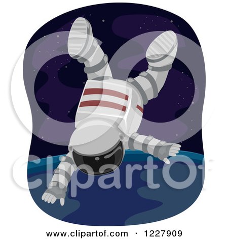 Clipart of an Astronaut Floating over Earth in Outer Space - Royalty Free Vector Illustration by BNP Design Studio