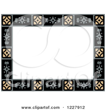 Clipart of a Border of Geometric Tiles Around White Text Space - Royalty Free Vector Illustration by BNP Design Studio