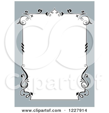 Clipart of a Border of Vines and Gray Around White Space - Royalty Free Vector Illustration by BNP Design Studio