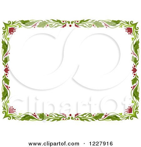 Clipart of a Border of Floral Vines Around White Text Space - Royalty Free Vector Illustration by BNP Design Studio