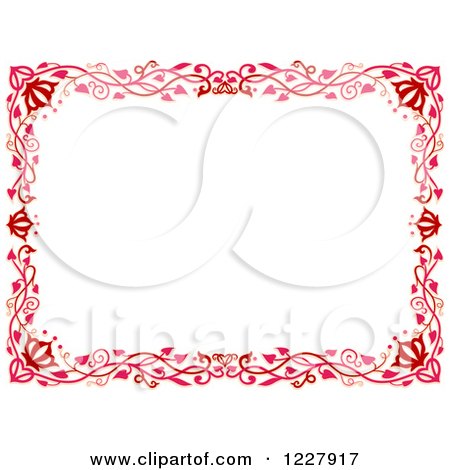 Clipart of a Border of Red Heart Vines Around White Text Space - Royalty Free Vector Illustration by BNP Design Studio
