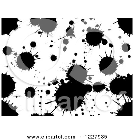 Clipart of a Seamless Background of Black Splatters on White - Royalty Free Vector Illustration by BNP Design Studio