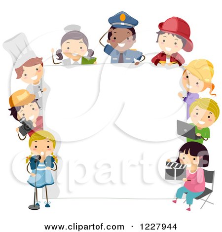 Diverse Children in Occupational Costumes Around a Sign Posters, Art Prints