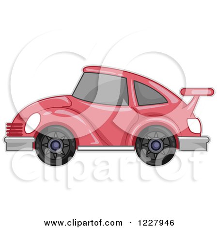 Clipart of a Pink Car with a Spoiler - Royalty Free Vector Illustration by BNP Design Studio