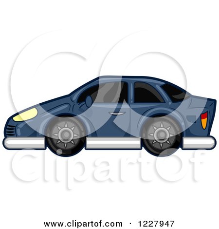Clipart of a Blue Car with Dark Windows - Royalty Free Vector Illustration by BNP Design Studio