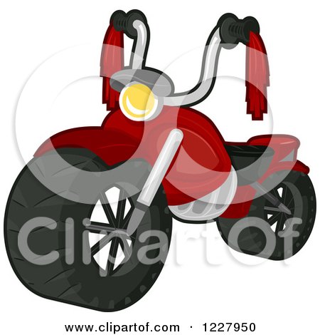 Clipart of a Red Toy Motorcycle with Tassels - Royalty Free Vector Illustration by BNP Design Studio