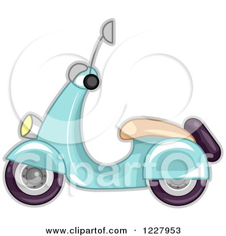 Clipart of a Blue Scooter - Royalty Free Vector Illustration by BNP Design Studio