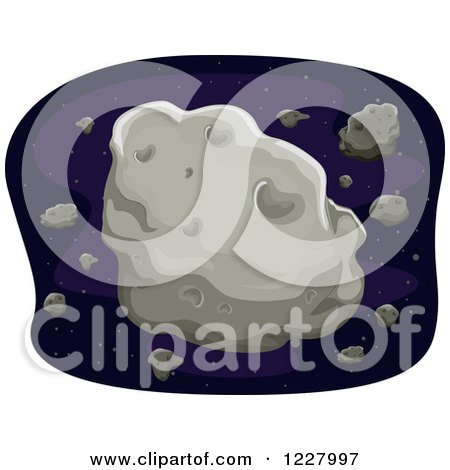 Clipart of Large and Small Asteroids in Outer Space - Royalty Free Vector Illustration by BNP Design Studio