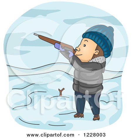 Clipart of a Man Hunting in the Winter - Royalty Free Vector Illustration by BNP Design Studio