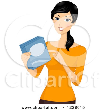 Clipart of a Happy Woman Reading Ingredients on Boxed Food - Royalty Free Vector Illustration by BNP Design Studio