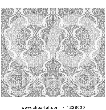 Clipart of a Grayscale Seamless Art Nouveau Pattern - Royalty Free Vector Illustration by AtStockIllustration