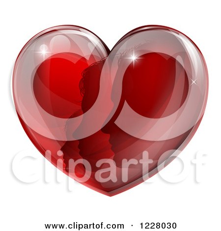 Clipart of a Red Heart with Silhouetted Family Faces - Royalty Free Vector Illustration by AtStockIllustration