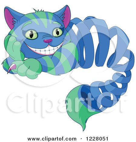 Clipart of the Cheshire Cat Appearing As a Spring - Royalty Free Vector Illustration by Pushkin