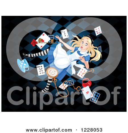 Clipart of Alice Falling to Wonderland - Royalty Free Vector Illustration by Pushkin