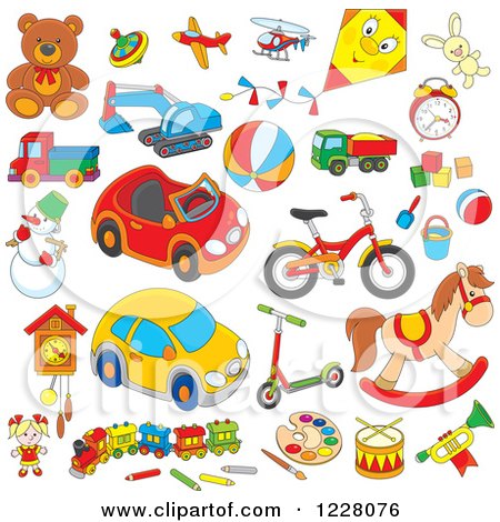 Clipart of Cartoon Childrens Toys - Royalty Free Vector Illustration by Alex Bannykh