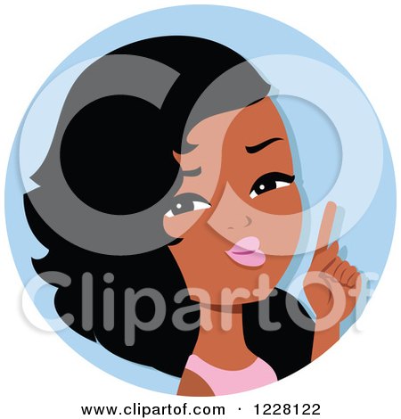 Clipart of a Young Black Woman Avatar Pointing - Royalty Free Vector Illustration by Monica