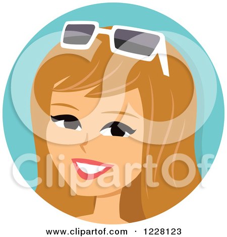 Clipart of a Young Blond Woman Avatar with Sunglasses - Royalty Free Vector Illustration by Monica