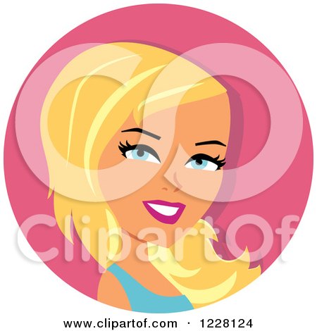 Clipart of a Young Blond Woman Avatar with Ice Blue Eyes - Royalty Free Vector Illustration by Monica