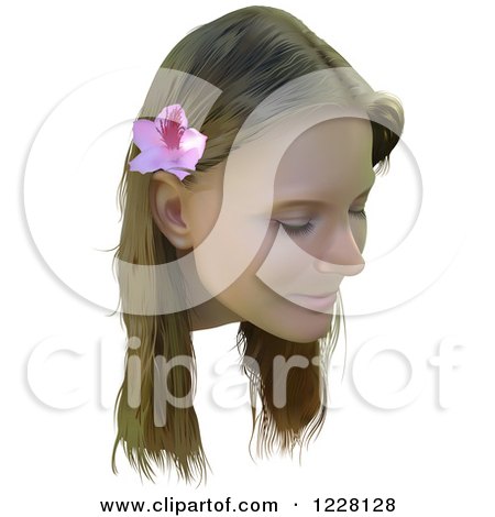 Clipart of a Young Woman with a Flower in Her Hair - Royalty Free Vector Illustration by dero