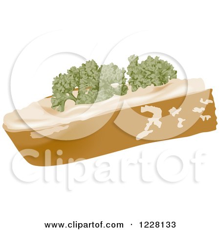 Clipart of a Piece of Bread with Cheese and Garnish - Royalty Free Vector Illustration by dero