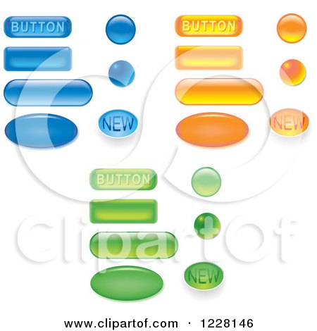 Clipart of Blue Orange and Green Website Buttons - Royalty Free Vector Illustration by dero