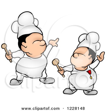 Clipart of Dancing Male Chefs - Royalty Free Vector Illustration by dero