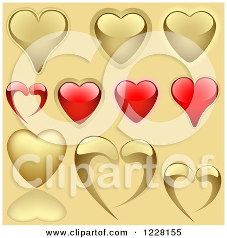 Clipart of Red and Golden Hearts - Royalty Free Vector Illustration by dero