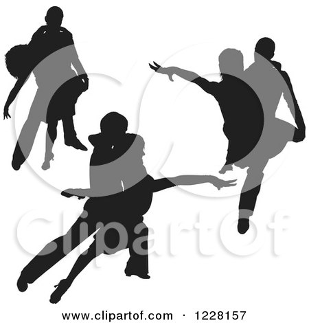 Clipart of Black Silhouetted Latin Dance Couples 9 - Royalty Free Vector Illustration by dero