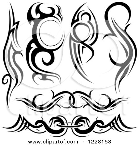 Clipart of Black and White Tribal Tattoo Designs 2 - Royalty Free Vector Illustration by dero